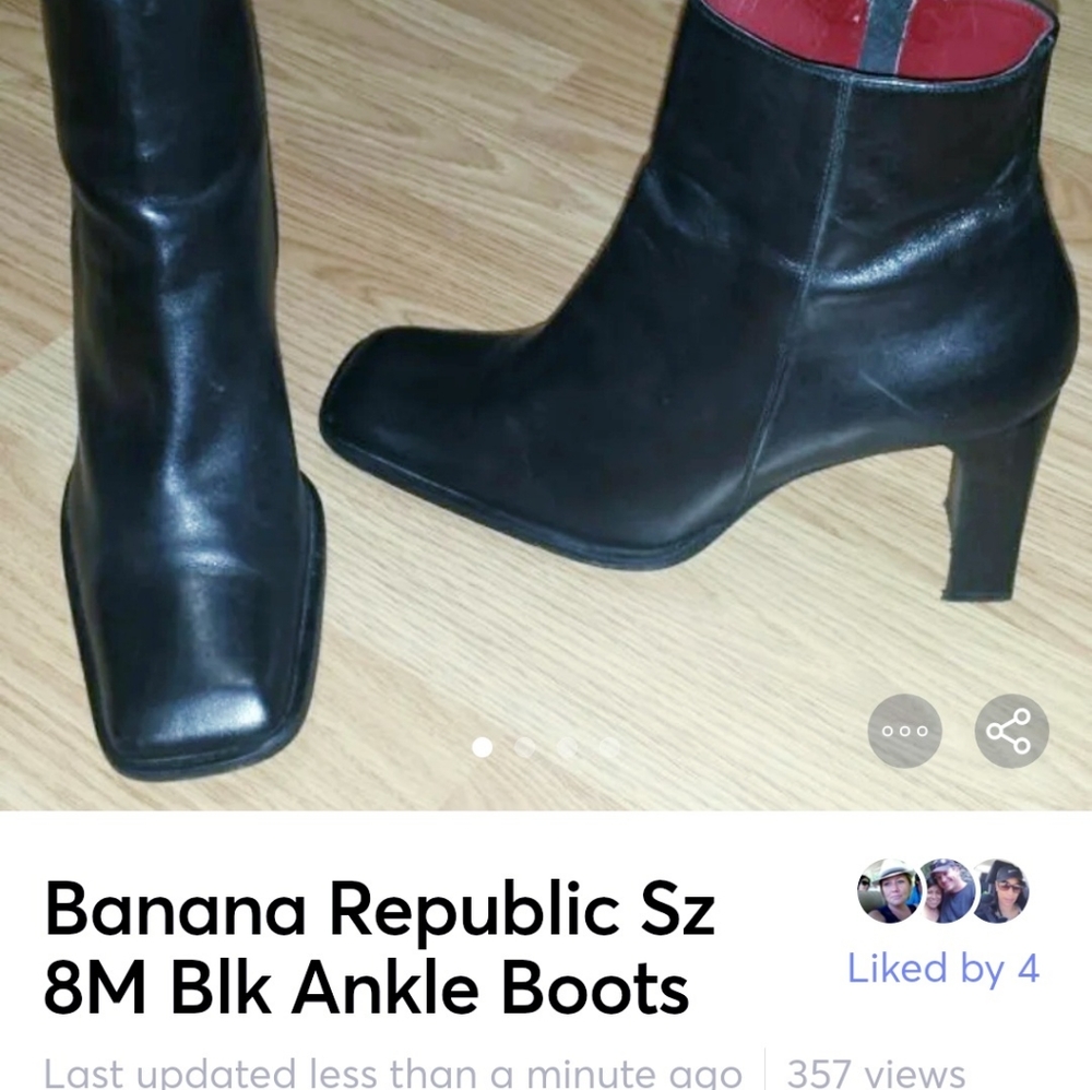 Banana Republic Sz 8 M Black Ankle Boots - Picture 2 of 5
